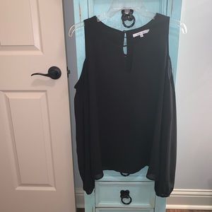 Black Long Sleeve Blouse with cut outs